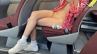 Hot Latina Flashes Small Tits and Touches Wet Pussy on Crowded Public Bus