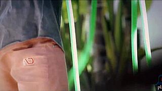 Blonde housewife milf seduces the gardener in the garden