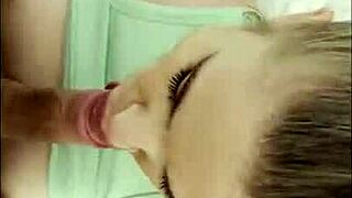 Hot blonde roommate performs deepthroat quickie