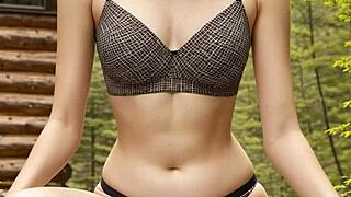 girls in lingerie hanging out in the forest cabin