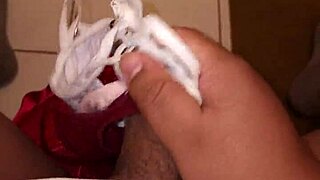 stepmom catches me masturbating with her panties and gives blowjob