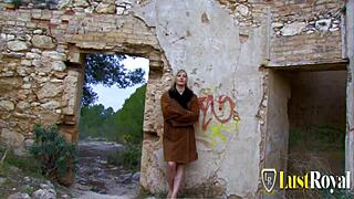 Curvy slut getting hammered hard in the woods