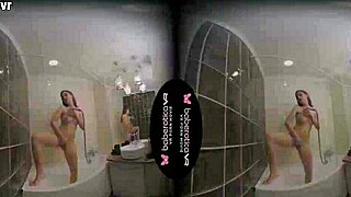 Solo girl Terry Bliss often masturbates in VR with shaved pussy