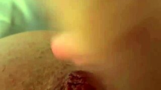 The naughty wife woke up horny and masturbated in her shorts before work