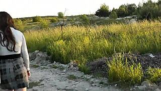 Random Passerby on Street Jerked My Dick and Came in Panties of Brunette Milf Outdoors 😲