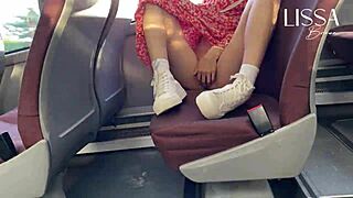 Hot Latina Flashes Small Tits and Touches Wet Pussy on Crowded Public Bus