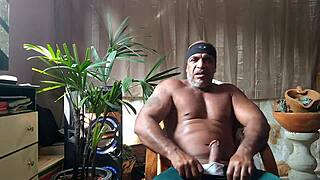 this brazilian bear pornstar with a fat cock just owns solo play with a wild handjob