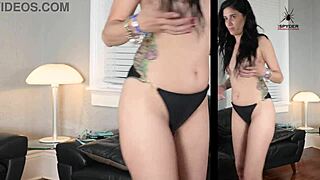 jazmin models two-tone bikini in photoshoot