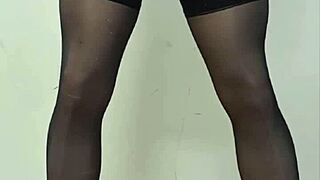 i'm tgirl with big cock cumming in pantyhose, so much cum everywheree