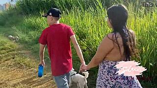 Pregnant Savannah Watson hooks up with neighbor on building stairs.