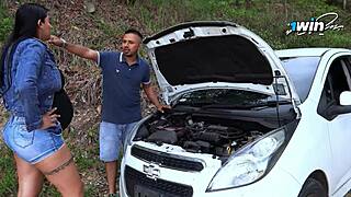 My car broke down, and a helpful guy fixed it with a big smile.