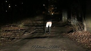 Autumn naked walk flashing tits and ass.