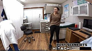 Freshman Mara Luv experiences a mandatory Hitachi orgasm in this intense POV backstage scene.