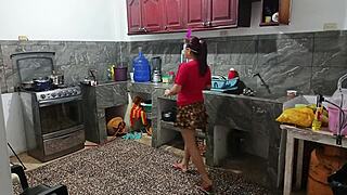 Perverted neighbor flaunts her huge ass while he's watching 😈