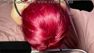 Is this hot girl in lingerie teasing with a blowjob?