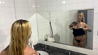 cute latina novinha masturbates in school bathroom during graduation party, hidden camera.