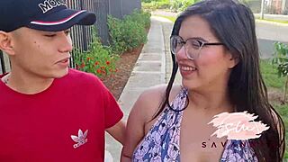 Pregnant Savannah Watson hooks up with neighbor on building stairs.
