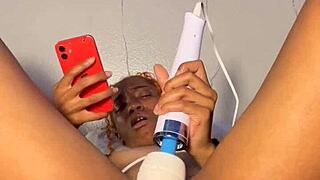 Late Night Panty Stuffing Leads to a Solo Black Orgasm in Bed