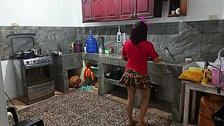 Perverted neighbor flaunts her huge ass while he's watching 😈