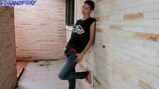 Photo shoot turns to hot sex in public alley!