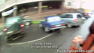 not shy about fucking on the stairway, rina teen with glasses getting blowjob and cumshot