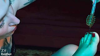 I suck these honey-tasting feet with deepthroat domination