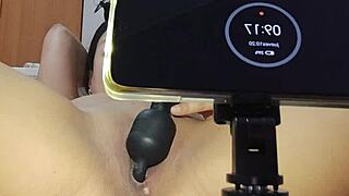 Excited girl masturbates to squirting orgasm and creampie in homemade POV video on xvideos