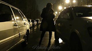 Autumn naked walk flashing tits and ass.