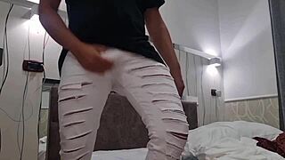 Italian Guy Masturbates with Dirty Talk and Anal Finger in Close-Up, Sniffing Panties and Fetish Play!