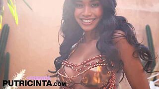 just look at horny asian babe putri cinta flaunting her huge brown tits.