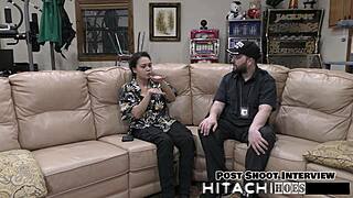 Freshman Mara Luv experiences a mandatory Hitachi orgasm in this intense POV backstage scene.