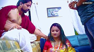 Tharki dhogi baba tricks bhabhiji into wild backstage fuck. Creampie with hindi audio! 😲