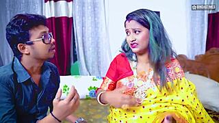 Tharki dhogi baba tricks bhabhiji into wild backstage fuck. Creampie with hindi audio! 😲