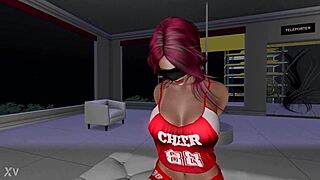 cheerleader sucks off a blindfolded guy in wild second life play. just another crazy day!