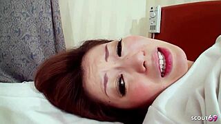 Skinny teen 18+ in uncensored JAV gets deep creampied in hairy pussy