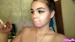 Smoking Hot Brunette Teen 18+ in Bath Tub Scene