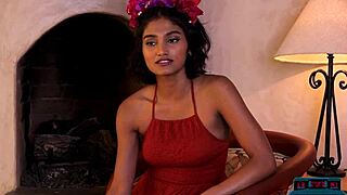 Indian milf beauty angel constance strips to show her fantastic curves.