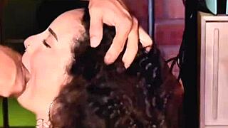 Sloppy Deepthroat: Brunette Latina Gagging on It!