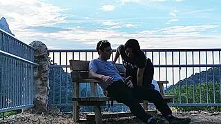 Brunette Student Sucks Stranger's Cock in Mountains