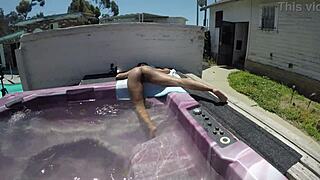 Dayanara naked in hot tub choking on cock
