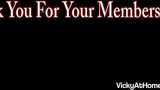 Watch Vicky Vette fuck herself with a dildo in lingerie until she cums