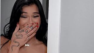 hey, did you know my roommate's secret? turns into a hot interracial blowjob with a petite 18+ babe!