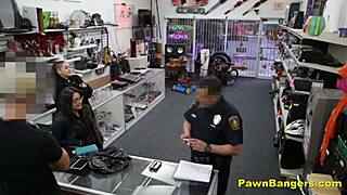 slut caught stealing, sucks and fucks shop owner behind scenes
