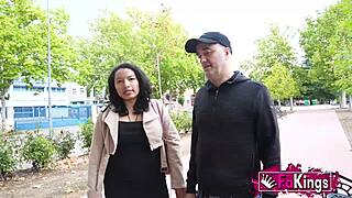 fake porn producer convinces the cleaning lady to try her first anal scene