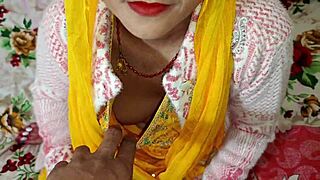 Desi Indian maid wife gives blowjob in dirty hindi talk. First time anal creampie?