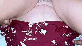 Skinny asian teen with big natural tits reaches orgasm in homemade girl next door scene