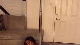 Ebony Divine Shakes Fat Ass And Big Tits On Huge Pole!