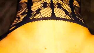 Mature wife's wet holes close-up during anal.