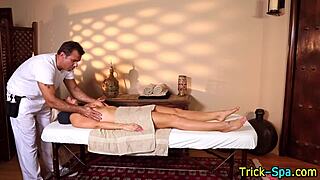 Blonde babe jerks masseur