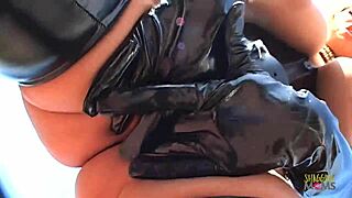 blonde milf latex rough sex two guys